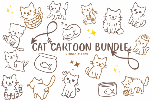 Cat Cartoon Bundle: A Purrfect Font for Whimsical Designs