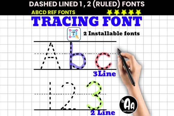 Master Handwriting with Dashed Lined Ruled Tracing Fonts