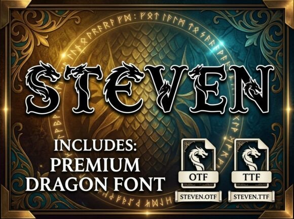 Steven: A Bold Decorative Font for Creative Projects